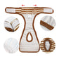 Striped dog physiological pants in brown and white, front view with mesh panel