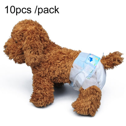 Dog diaper pants in white with light blue trim, featuring a tail hole opening