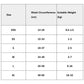 Dog diaper size chart with waist circumference and suitable weight ranges