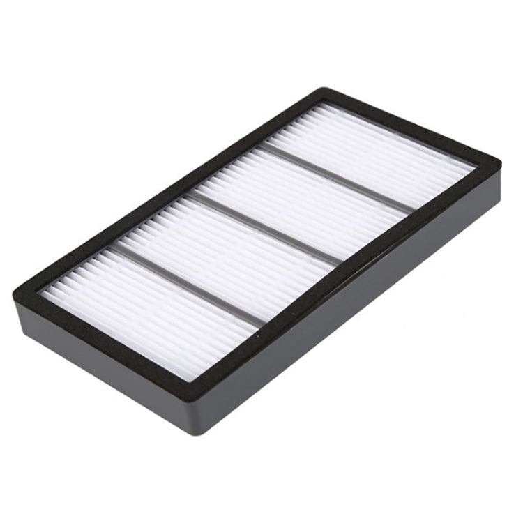 Robot vacuum replacement air filter with white pleated media in dark frame
