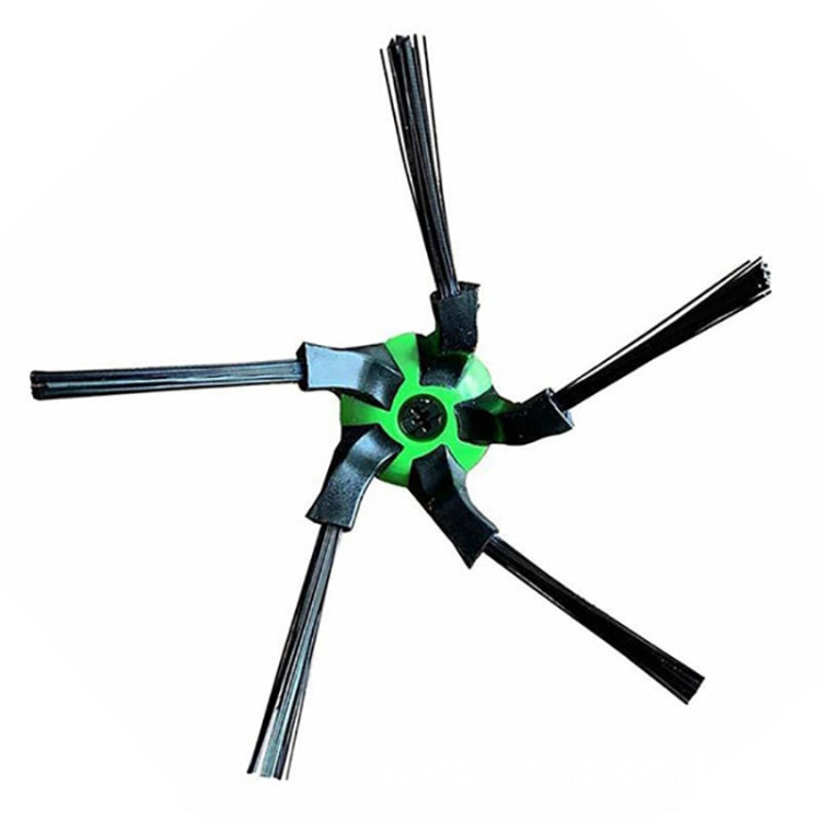Robot vacuum side brush assembly with green hub and three black bristles