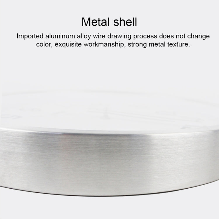 Metal clock shell with smooth silver finish and curved outer rim