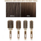 Set of round ceramic hair brushes with black nylon bristles and beige-gold handles