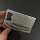 Metal beard comb card tool with comb teeth and grip slot