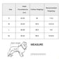 Size chart for banana-printed dog physiological pants: S to XL waist and weight