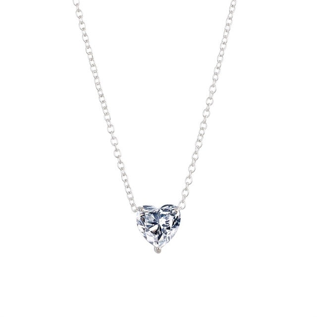 Silver-tone chain necklace with heart-shaped crystal pendant