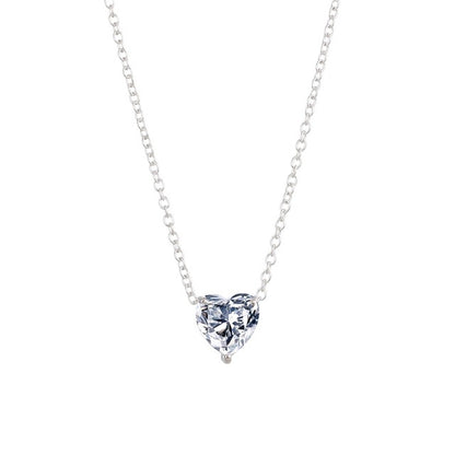 Silver-tone chain necklace with heart-shaped crystal pendant