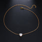 Gold-tone heart crystal pendant necklace with short chain