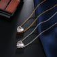 Heart crystal pendant necklace set with gold-tone and silver-tone chains