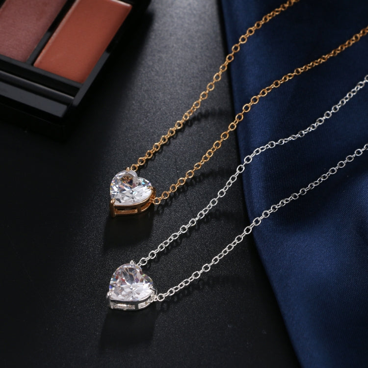 Heart crystal pendant necklace set with gold-tone and silver-tone chains