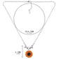 Silver sunflower pendant necklace with faux pearl beads and leaf branch charm, size shown