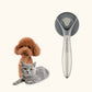 Pet self-cleaning grooming brush, ash gray handle with gray round pin head and control buttons