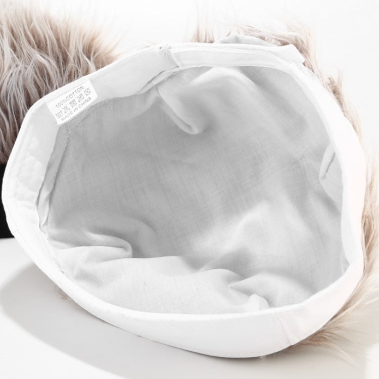 Inside view of skullcap wig hat with white lining and curved opening