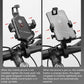 Black rotating mobile phone holder with clamp for bike handlebars and adjustable arms