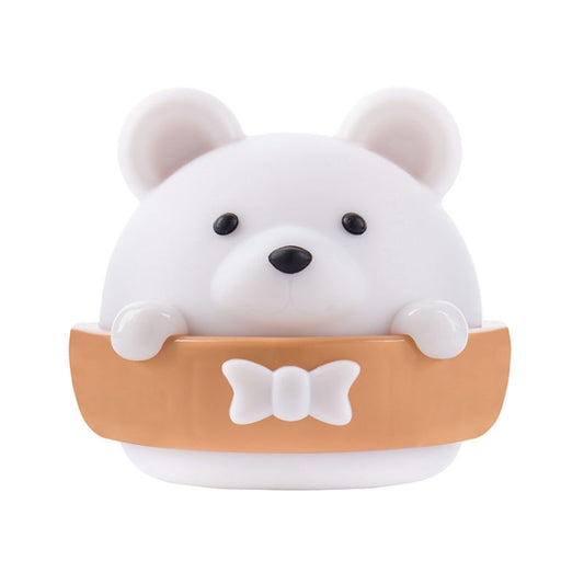 White bear night light wall lamp with orange cradle and bow detail