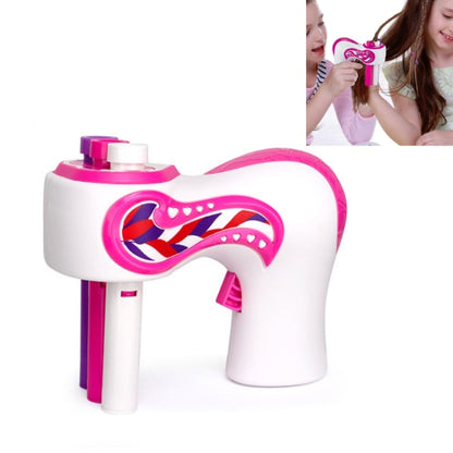 Three-strand hair braid electric toy machine, white and pink with purple base stand