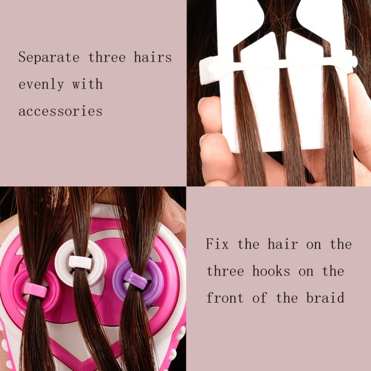Three-strand braid machine accessories showing three hair hooks and separators