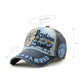 Denim baseball cap with Jamont embroidery, star patches, and adjustable fit