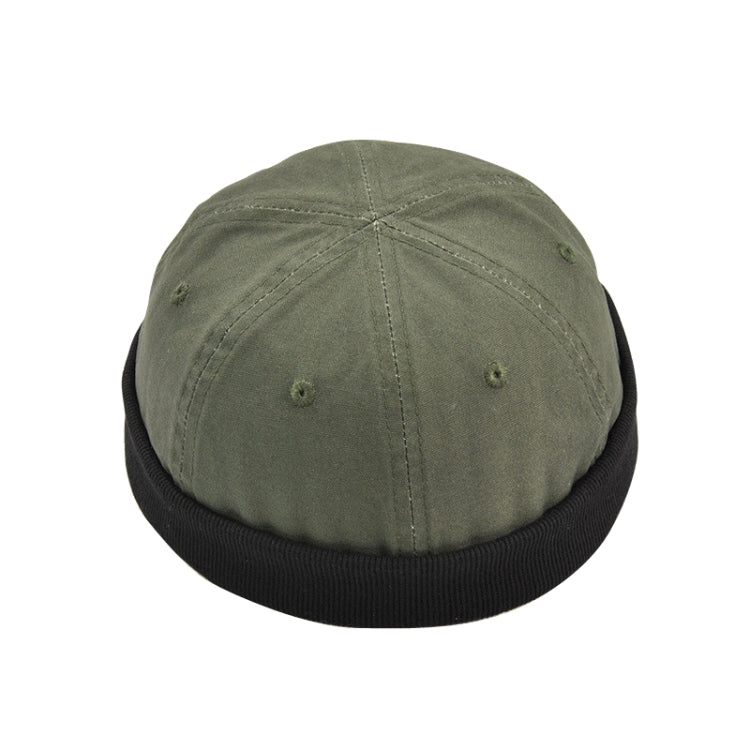 Foldable brim hat in army green with small grommet vents and stitched panel seams