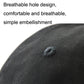Close-up of dark gray foldable hat with small grommet ventilation hole