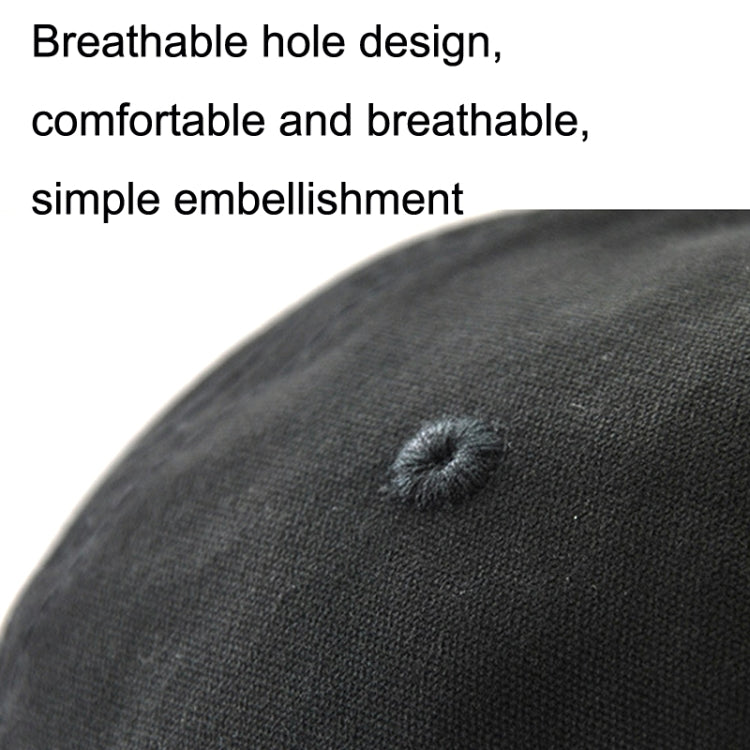 Close-up of dark gray foldable hat with small grommet ventilation hole