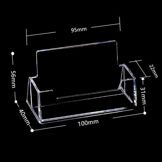 Clear acrylic card holder with size marks: 100mm wide, 95mm deep