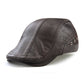 Dark coffee PU leather perforated peaked cap with eyelet studs