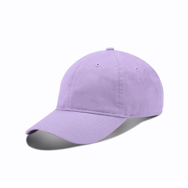 Light purple washed baseball cap, curved brim and stitched front panels