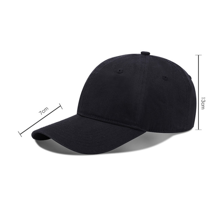 Black baseball cap, curved brim and front panel stitching