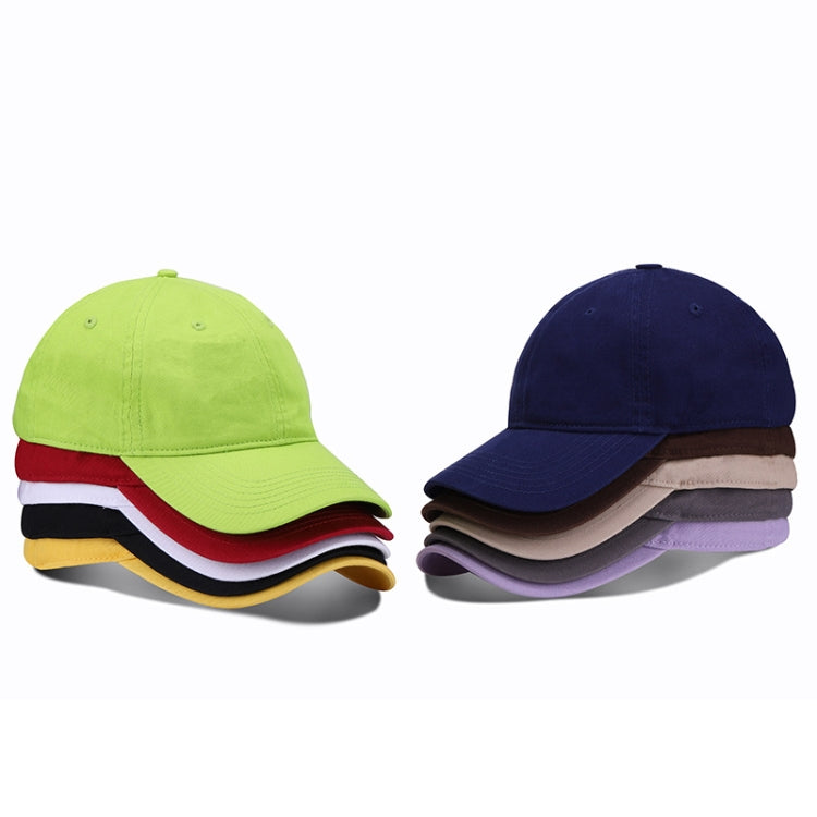 Lime green and navy baseball caps with curved brims and stacked styling