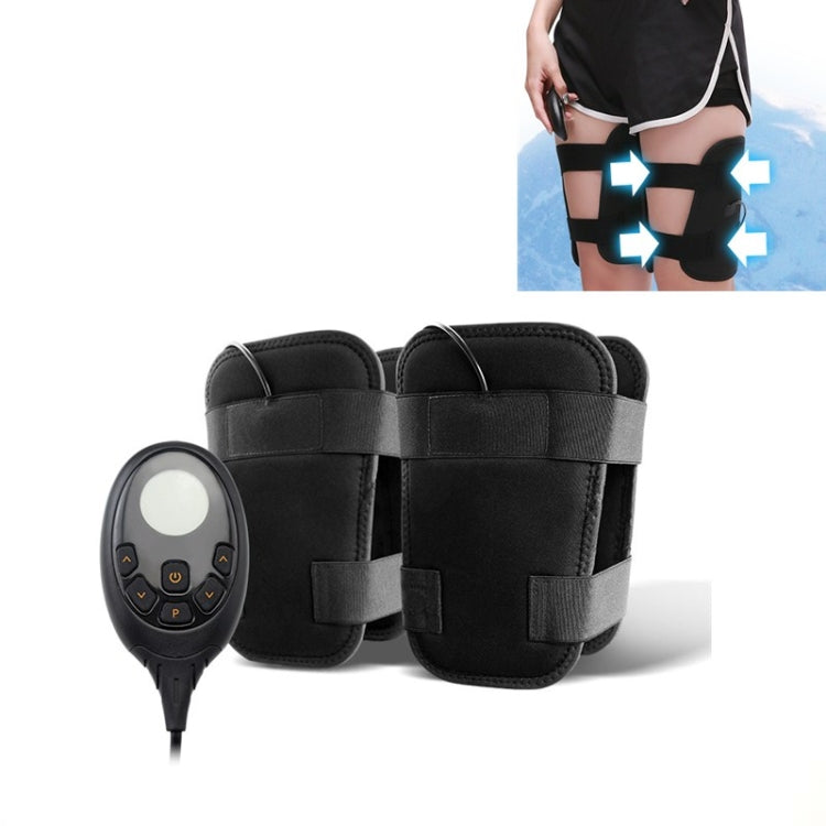 Black EMS stovepipe leg massager set with controller remote and straps