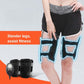 Black leg massager EMS straps worn on thighs with controller