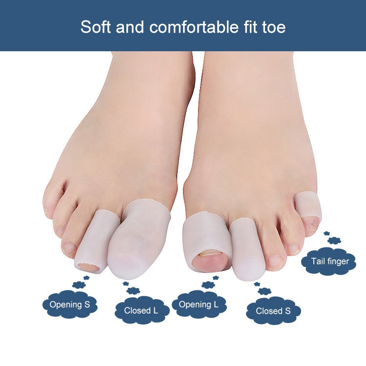 Toe corn protectors on two feet, includes closed and tail-finger styles