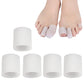 White toe cover caps set; one cap and four matching closed tips