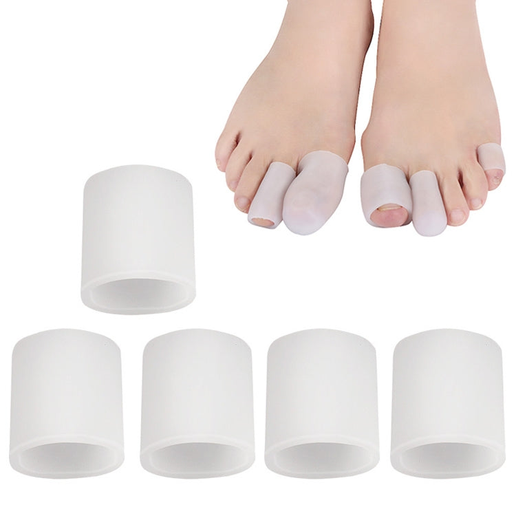 White toe cover caps set; one cap and four matching closed tips