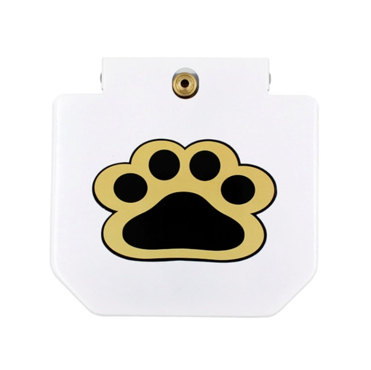 White automatic dog water fountain base with paw-print logo and metal inlet