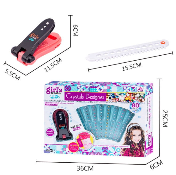 Crystal sticker nailing machine toy in retail box with size diagram and strip pieces