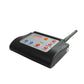 Wireless dog trainer remote with LCD readout and antenna on matte black housing
