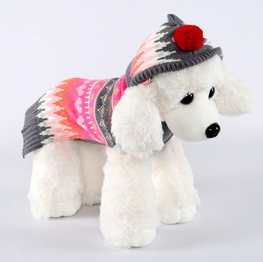 Pet Christmas Costume Sweater Hooded Ball Snowflake Costume, XXS, XS, S, M, L