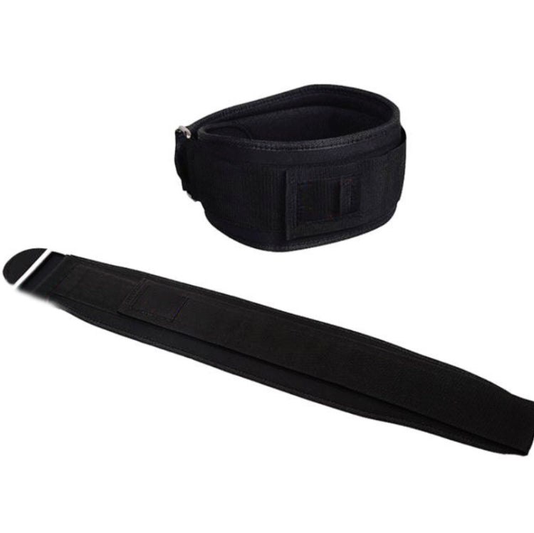 Black weightlifting waist protector belt with stitched end loop
