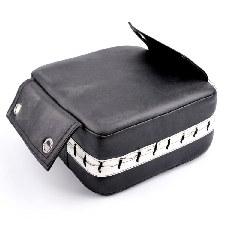 Black square wall target pad with white lower panel and visible edge stitching
