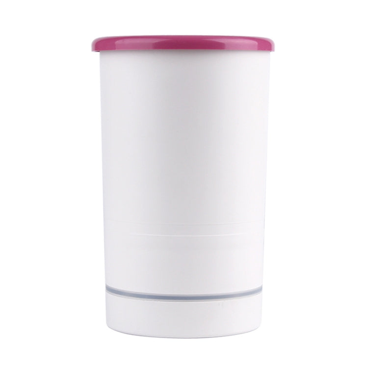 Pet foot-washing cup, small size, white body with pink rim and blue brush tray
