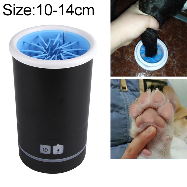 Pet foot-washing cup, medium size (10-14cm), black body, white rim, blue brush tray