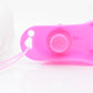 Pink pet water bottle drinking feeder with circular spout opening and tether cord