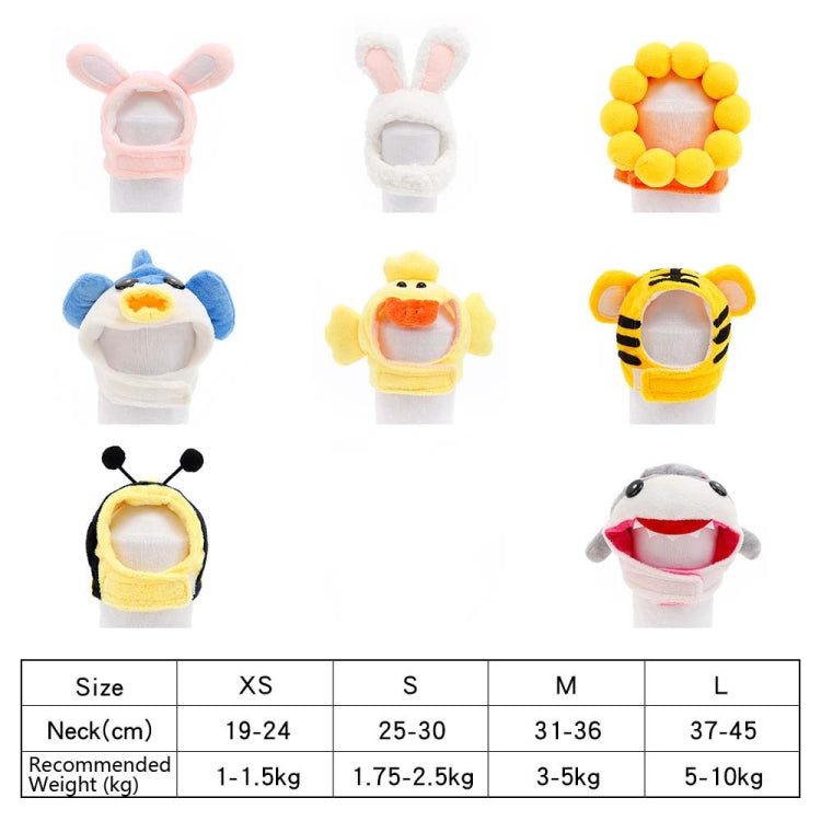 Pet cat headgear hat set with multiple animal styles and available sizes XS to L.