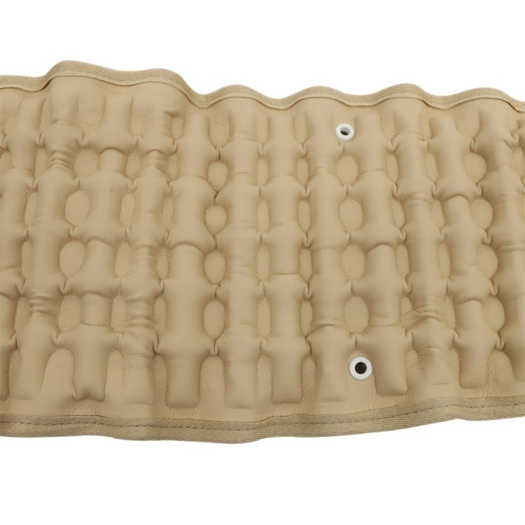Khaki air bladder lumbar belt section with raised air channels and grommets