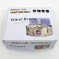 Khaki lumbar traction belt retail box with window view of belt and red cross patch