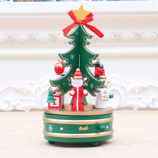 Christmas Decorations Christmas Tree Wooden Rotating Music Box, Red, Green