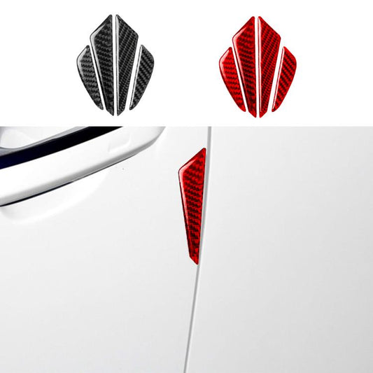 Carbon fiber anti-collision sticker set with red and black pieces