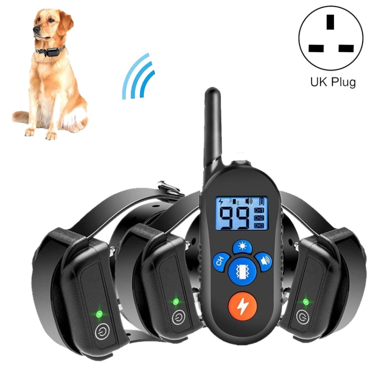 Remote dog training collar set with LCD controller and UK plug adapter